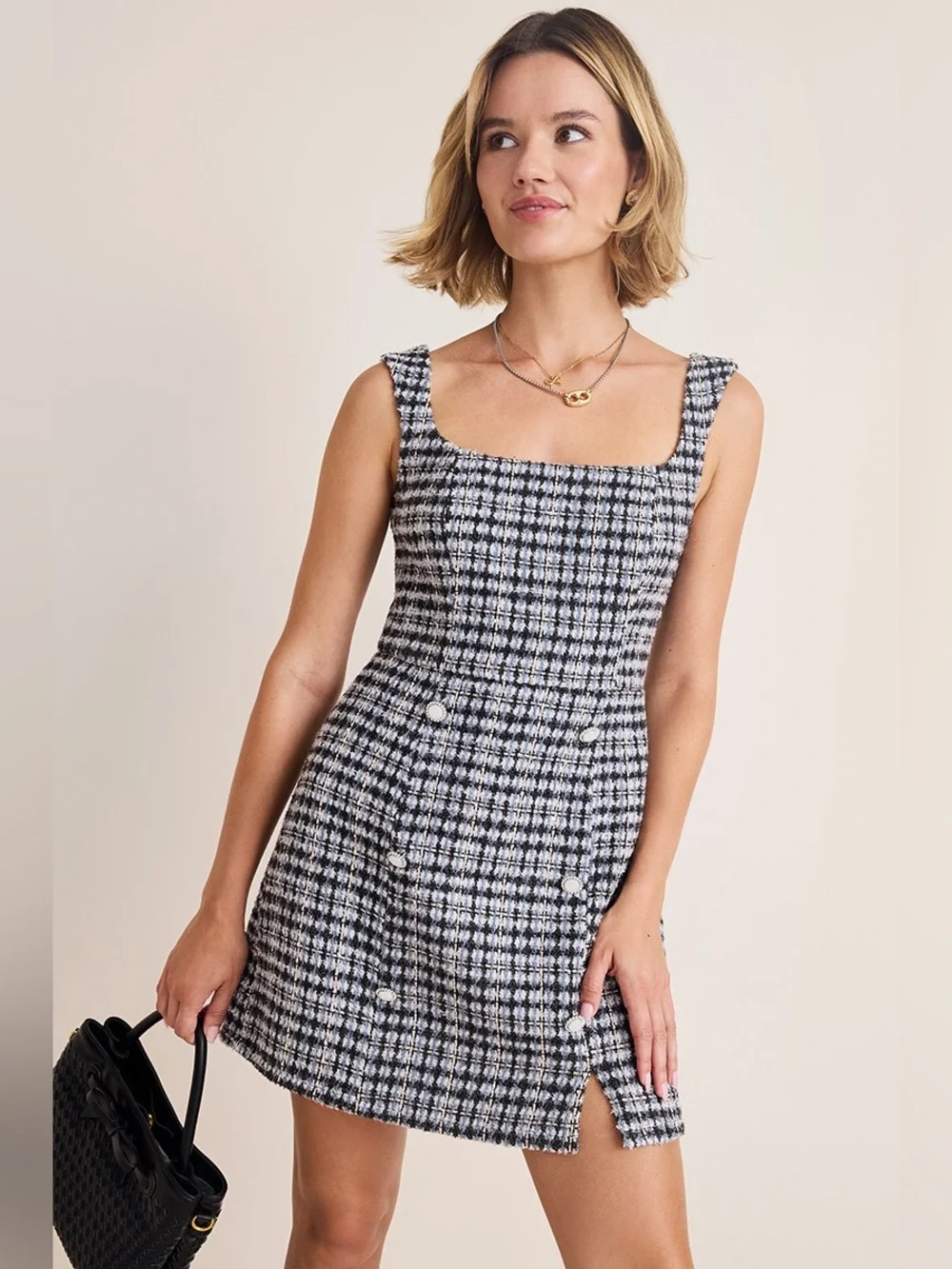 Francesca’s Mara Sleeveless Tweed Mini Dress Size S - Picture 1 of 10